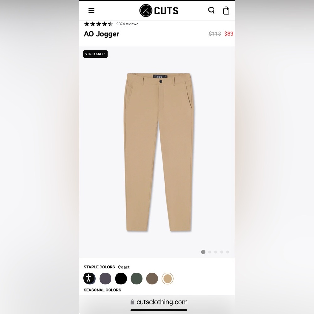 Cuts Clothing AO Jogger - Tan